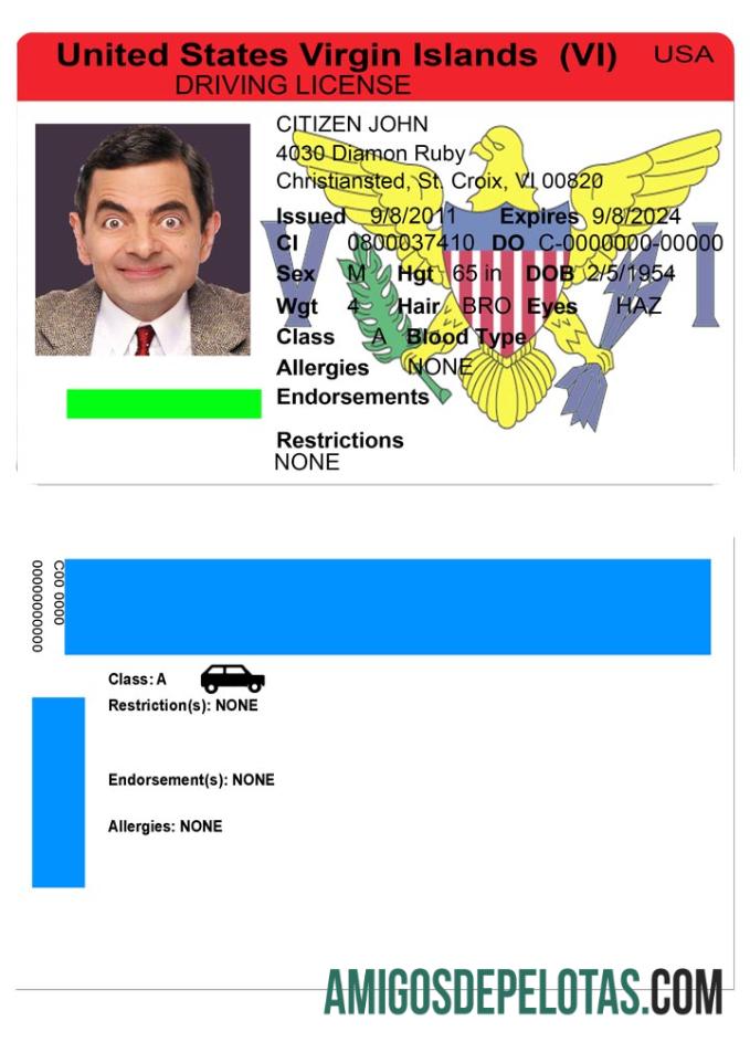 Ilhas Virgens dos EUA DL modelo